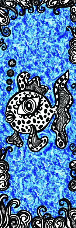 Mavi dəniz təsvirli yoqa xalçası